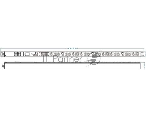 Блок распределения питания Powercom PDU-32AVMS24-18C3-6C9-3P верт.размещ. 18xC13 6xC19 с сетевым мониторингом 3x32A EN 60309 2м