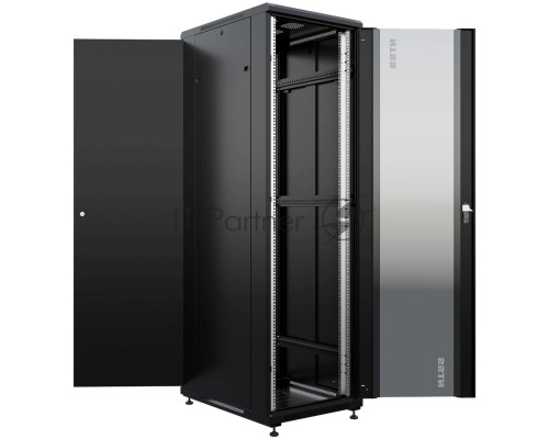 Шкаф серверный NTSS Премиум (NTSS-R42U6080GS-BL) напольный 42U 600x800мм пер.дв.стекл металл 900кг черный 710мм 99кг 1987мм IP20 сталь