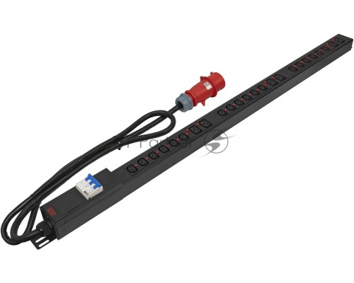 Блок распределения питания Powercom PDU-32AV24-18C3-6C9-3P верт.размещ. 18xC13 6xC19 3x32A IEC 60309 2м