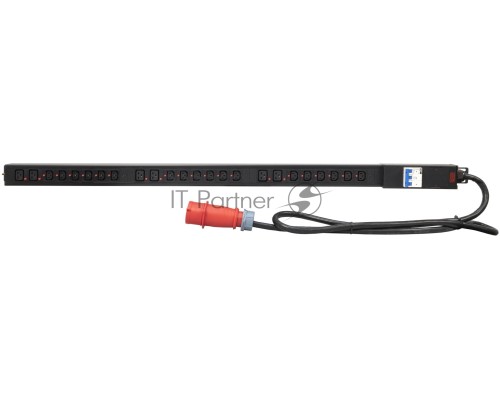 Блок распределения питания Powercom PDU-32AV24-18C3-6C9-3P верт.размещ. 18xC13 6xC19 3x32A IEC 60309 2м
