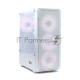 Компьютерный корпус BaseTech eXtreme GFX-03, Без БП, ATX, белый, 4xICE BLUE FAN, 2xUSB2, 1xUSB3, бок: закалённое стекло (BT-GFX-03W-MESH-4F-IB)