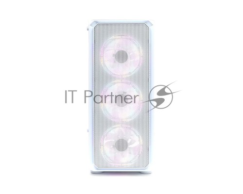 Компьютерный корпус BaseTech eXtreme GFX-03, Без БП, ATX, белый, 4xICE BLUE FAN, 2xUSB2, 1xUSB3, бок: закалённое стекло (BT-GFX-03W-MESH-4F-IB)