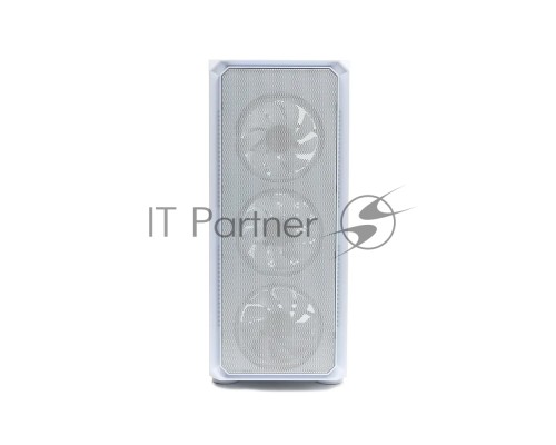Компьютерный корпус BaseTech eXtreme GFX-03, Без БП, ATX, белый, 4xICE BLUE FAN, 2xUSB2, 1xUSB3, бок: закалённое стекло (BT-GFX-03W-MESH-4F-IB)