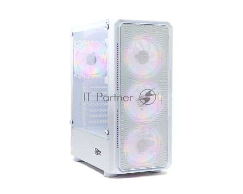 Компьютерный корпус BaseTech eXtreme GFX-03, Без БП, ATX, белый, 4xRGB FAN, 2xUSB2, 1xUSB3, бок: закалённое стекло