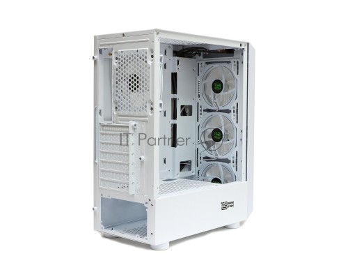 Компьютерный корпус BaseTech eXtreme GFX-03, Без БП, ATX, белый, 4xRGB FAN, 2xUSB2, 1xUSB3, бок: закалённое стекло