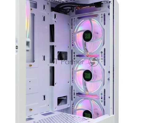 Компьютерный корпус BaseTech eXtreme GFX-03, Без БП, ATX, белый, 4xRGB FAN, 2xUSB2, 1xUSB3, бок: закалённое стекло