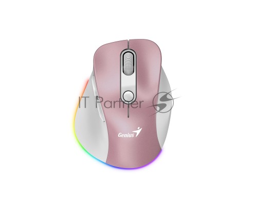 Мышь беспроводная Genius Ergo 9000S Pro розовый, 2400 dpi, радиоканал, Bluetooth, USB, кнопки - 6