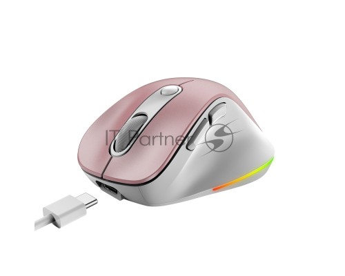 Мышь беспроводная Genius Ergo 9000S Pro розовый, 2400 dpi, радиоканал, Bluetooth, USB, кнопки - 6