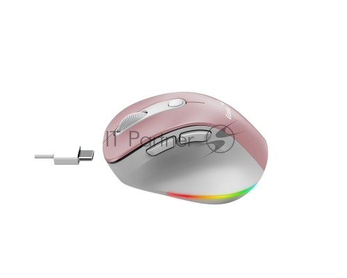 Мышь беспроводная Genius Ergo 9000S Pro розовый, 2400 dpi, радиоканал, Bluetooth, USB, кнопки - 6
