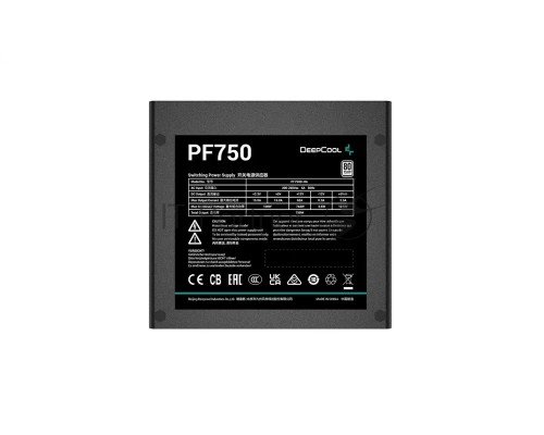 Блок питания DEEPCOOL PF750 R-PF750D-HA1B-CN, 750W, ATX2.4 80PLUS , APFC, 20+4 pin, 4+4pin, 6xSata, 2xPCI-E (6+2pin), FAN 12CM, Кабель питания CN, Черный