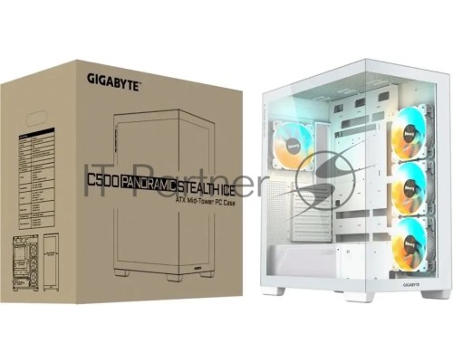 Компьютерный корпус Gigabyte GB-C500PI ST белый без БП ATX 3x120mm 6x140mm 2xUSB3.0 1xUSB3.1 audio bott PSU