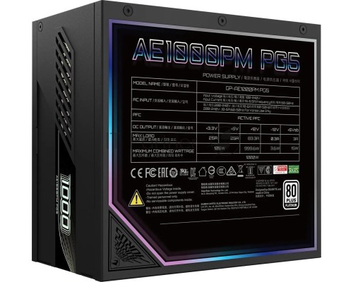 Блок питания Gigabyte ATX 1000W GP-AE1000PM PG5 Gen.5 80+ platinum (20+4pin) APFC 120mm fan 16xSATA Cab Manag RTL