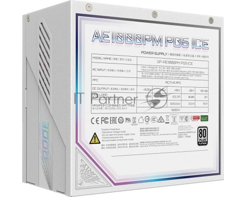 Блок питания Gigabyte ATX 1000W GP-AE1000PM PG5 ICE Gen.5 80+ platinum (20+4pin) APFC 120mm fan 16xSATA Cab Manag RTL
