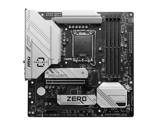 Материнская плата MSI B760M PROJECT ZERO B760, LGA1700, 4*DDR5, 2*PCIEx16, 1*PCIEx1, 2*M.2, 2*TypeC, 3*USB3.2Gen2, 2*USB3.2Gen1, 8*USB2.0, 4*SATA3.0, 2.5G, DP, HDMI, M-ATX, RTL
