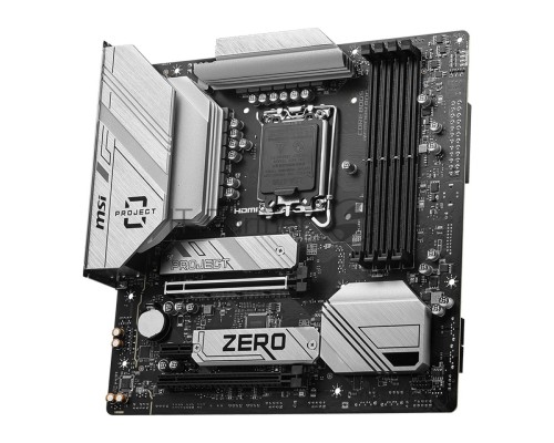 Материнская плата MSI B760M PROJECT ZERO B760, LGA1700, 4*DDR5, 2*PCIEx16, 1*PCIEx1, 2*M.2, 2*TypeC, 3*USB3.2Gen2, 2*USB3.2Gen1, 8*USB2.0, 4*SATA3.0, 2.5G, DP, HDMI, M-ATX, RTL