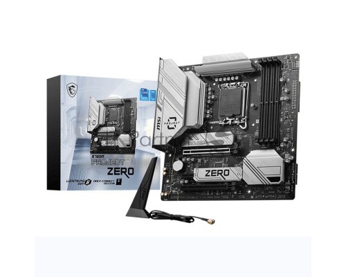 Материнская плата MSI B760M PROJECT ZERO B760, LGA1700, 4*DDR5, 2*PCIEx16, 1*PCIEx1, 2*M.2, 2*TypeC, 3*USB3.2Gen2, 2*USB3.2Gen1, 8*USB2.0, 4*SATA3.0, 2.5G, DP, HDMI, M-ATX, RTL