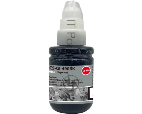 Чернила Cactus CS-GI-490BK черный пигментный 135мл для Canon PIXMA G1400/G1410/G1411/G2400/G2410/G2411/G3400/G3410/G3411/G4400/G4410/G4411