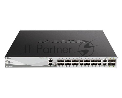Коммутатор D-Link DGS-3130-30PS/B2A Управляемый L3 стекируемый коммутатор с 24 портами 10/100/1000Base-T, 2 портами 10GBase-T и 4 портами 10GBase-X SFP+ (24 порта PoE 802.3af/at, PoE-бюджет 370 Вт; 740 Вт с DPS-700)