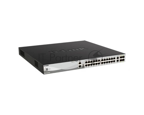 Коммутатор D-Link DGS-3130-30PS/B2A Управляемый L3 стекируемый коммутатор с 24 портами 10/100/1000Base-T, 2 портами 10GBase-T и 4 портами 10GBase-X SFP+ (24 порта PoE 802.3af/at, PoE-бюджет 370 Вт; 740 Вт с DPS-700)