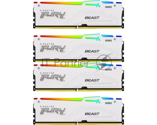Оперативная память Kingston 64GB 5200MHz DDR5 CL40 DIMM (Kit of 4) FURY Beast White RGB XMP