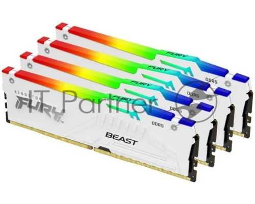 Оперативная память Kingston 64GB 5200MHz DDR5 CL40 DIMM (Kit of 4) FURY Beast White RGB XMP