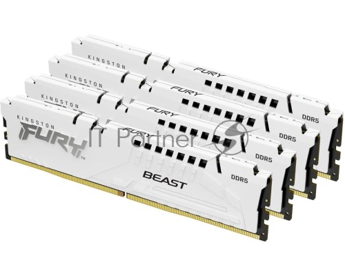 Оперативная память Kingston 64GB 6000MHz DDR5 CL40 DIMM (Kit of 4) FURY Beast White XMP