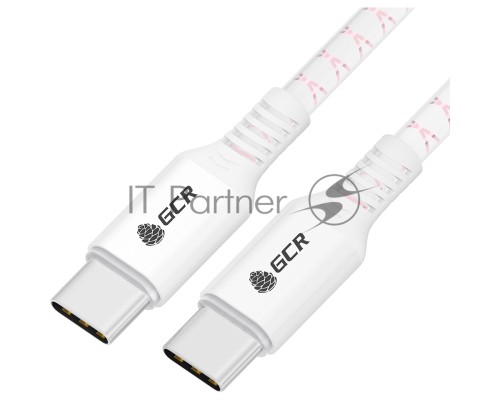 Кабель Greenconnect GCR-54534 1.0m Type C-C POWER DELIVERY 18 W, бело-розовый, AL case белый, белый ПВХ