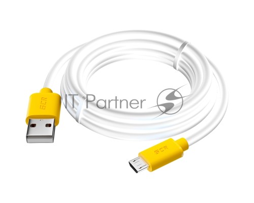Кабель Greenconnect GCR-53224 3.0m MicroUSB, белый, желтые коннекторы, быстрая зарядка, 28/24 AWG
