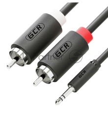 Кабель-переходник аудио Greenconnect GCR-51722 0.5m jack 3,5mm / 2 х RCA , черный, M/M
