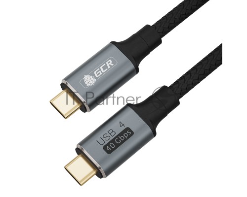 Кабель Greenconnect GCR-54619 USB4 TypeC, 1.0m, черный, 100W, 40Gbps, 8K60Hz