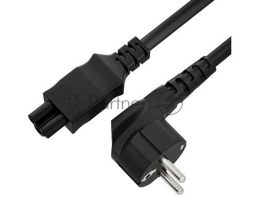 Кабель питания Greenconnect GCR-54410 PROF для ноутбука 0.5m, Евровилка угловая - С5, черный, 3*1,0mm