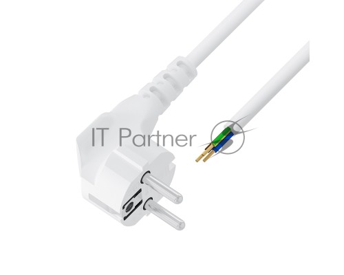 Кабель питания Greenconnect GCR-55315 1.0m, евровилка угловая Schuko - без разъема, белый, 3*0,5mm Кабель питания Greenconnect GCR-55315 1.0m, евровилка угловая Schuko - без разъема, белый, 3*0,5mm