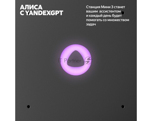 Умная колонка Yandex Станция Мини 3 Алиса черный 12W 1.0 BT/Wi-Fi (YNDX-00027BLK)