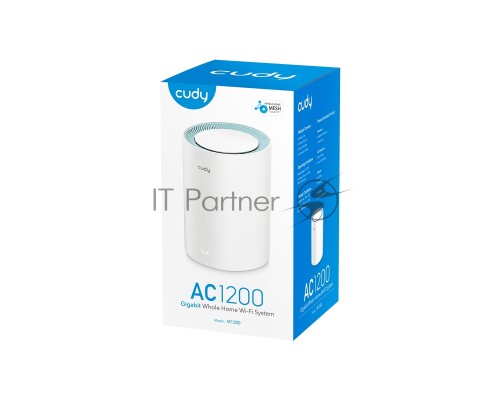 Бесшовный Mesh роутер Cudy M1300(1-Pack) AC1200 10/100/1000BASE-TX белый
