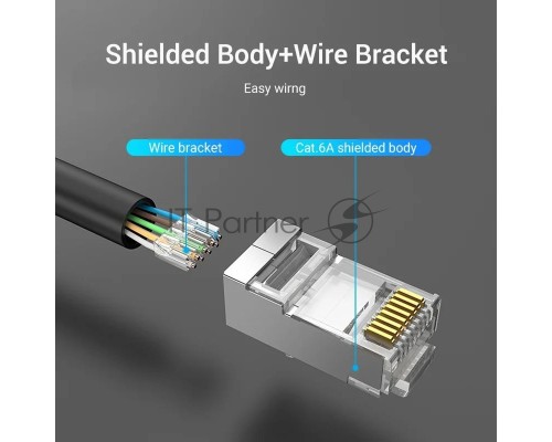 Коннектор Vention IDFR0-50 RJ45 (8p8c), FTP, cat. 6A, под витую пару, экранированный (50шт.)
