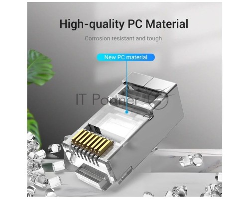 Коннектор Vention IDFR0-50 RJ45 (8p8c), FTP, cat. 6A, под витую пару, экранированный (50шт.)
