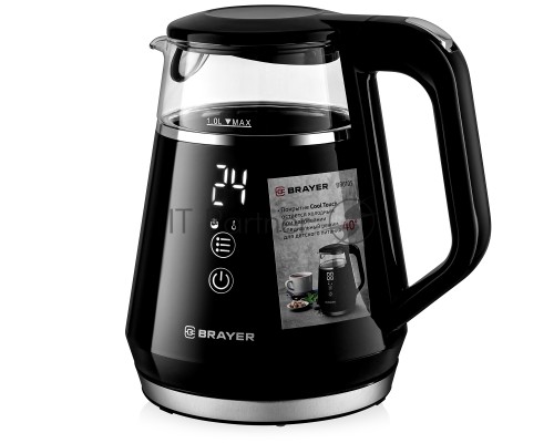 Чайник электрический BRAYER BR6105, 1л, черный