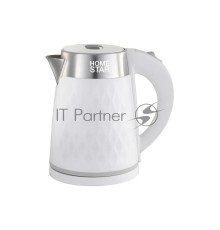 Чайник электрический HOMESTAR HS-1021 1,7л, нержавейка+пластик, белый, двойной корпус, 1500Вт (12)