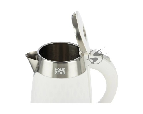 Чайник электрический HOMESTAR HS-1021 1,7л, нержавейка+пластик, белый, двойной корпус, 1500Вт (12)