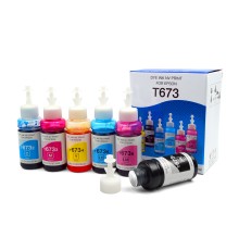Чернила T673 для принтеров Epson L800, L805, L810, L8158, L850, L1800, комплект 6 цветов по 100 мл совместимые