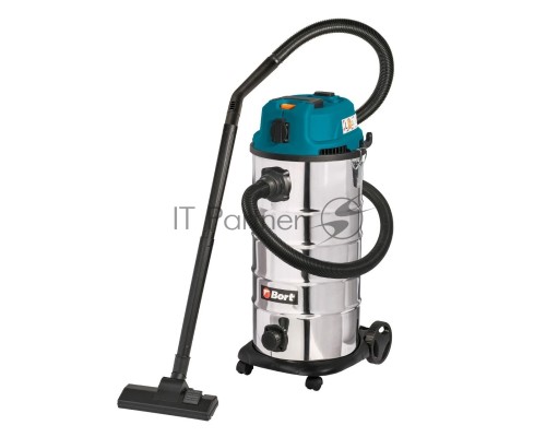 Пылесос для сухой и влажной уборки Bort BSS-1640-STORM, бак 40л, 1600 Вт,  шланг 3м, всасывание 270Вт, Уровень шума 78 дБ, Вес 6.9 кг, Напряжение 220В, аксессуаров 12 шт, гарантия 2 г 93417517