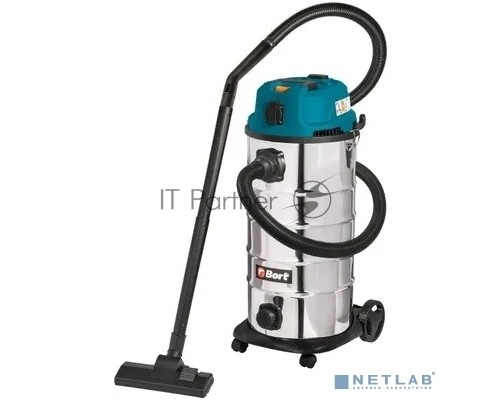 Пылесос для сухой и влажной уборки Bort BSS-1640-STORM, бак 40л, 1600 Вт,  шланг 3м, всасывание 270Вт, Уровень шума 78 дБ, Вес 6.9 кг, Напряжение 220В, аксессуаров 12 шт, гарантия 2 г 93417517