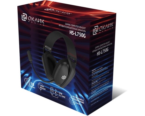 Наушники с микрофоном Оклик HS-L750G черный 1.5м накладные BT/Radio/3.5mm оголовье (2007557)