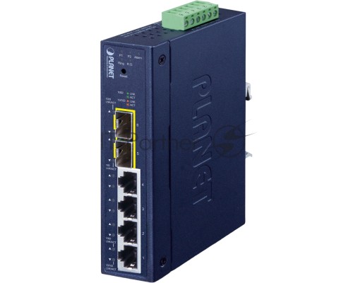 коммутатор/ PLANET IGS-4215-4T2S IP30 Industrial L2/L4 4-Port 10/100/1000T + 2-Port 100/1000X SFP Managed Switch (-40~75 degrees C, dual redundant power input on 9~48VDC/24VAC terminal block, supports ERPS Ring, CloudViewer app, MQTT and Cybersecurity fe