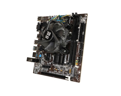 Материнская плата с процессором BaseTech H110M-K, i3-6100, mATX, Retail, Socket1151, Intel UHD Graphics 530, 2xDDR4, PCIe3.0, 1xM.2, GLAN, 6xUSB2, 4xUSB3, VGA, HDMI, кулер CPU