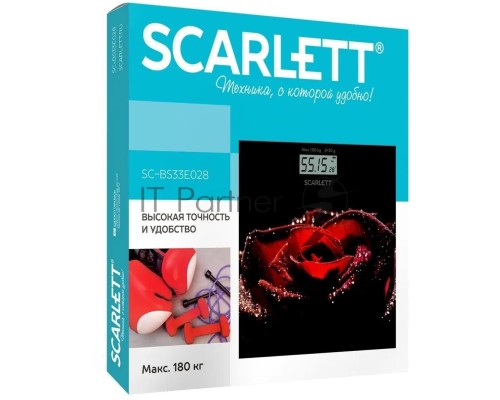 Весы напольные электронные Scarlett SC-BS33E028, макс.180кг, черный/красный