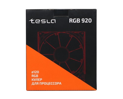 Кулер для процессора Tesla 920RGB, 1х120мм, 1600rpm, 3-pin, Al+Cu, серебристый/RGB, 47CFM, 23дБ, 2-PIPE, TDP 135Вт, INTEL 1700/1200/115x/775/1366, AMD AM5/AM4/AM3(+)/AM2(+)/FM2(+)/FM1/754/940/939 (TSL-920-RGB)