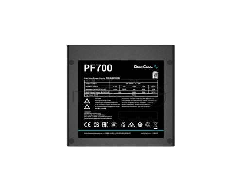 Блок питания 700Вт DEEPCOOL PF700 R-PF700D-HA0B-CN, 700W, ATX2.4 80PLUS white, APFC, 20+4 pin, 4+4pin, 6xSata, 2xPCI-E (6+2pin), FAN 12CM, Кабель питания CN, Черный
