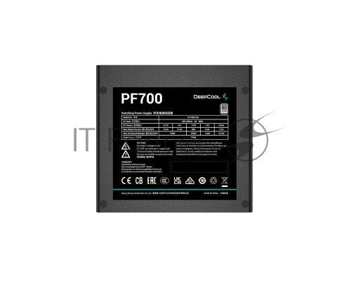 Блок питания 700Вт DEEPCOOL PF700 R-PF700D-HA0B-CN, 700W, ATX2.4 80PLUS white, APFC, 20+4 pin, 4+4pin, 6xSata, 2xPCI-E (6+2pin), FAN 12CM, Кабель питания CN, Черный