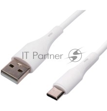 Кабель USB2.0 Cablexpert CC-USB2S-AMCM-1M-W, AM/Type-C, 3А, 18Вт, QC3.0, силиконовый, медь, 1м, белый, пакет